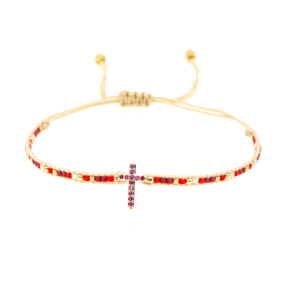 Nihaojewelry wholesale accessories ethnic style diamond cross Miyuki beads woven braceletpicture10