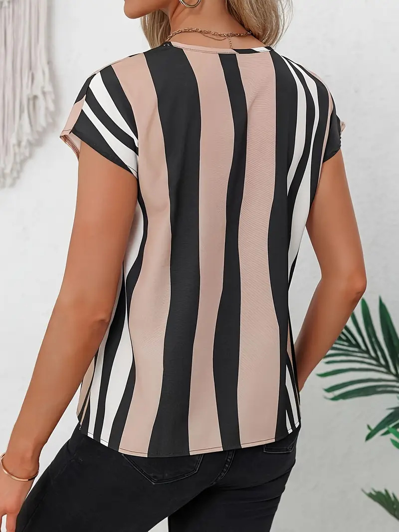 Nuevo top de cuello redondo europeo y americano transfronterizo, temperamento impreso, tops de manga corta de todo fósforo image 2