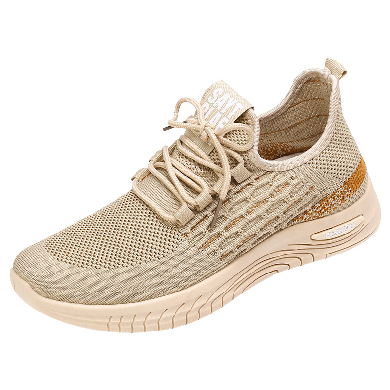 Nuevos zapatos de hombre transfronterizos primavera y otoño transpirables delgados deportes ociosos para correr tejido anti-deslizante hueco zapatos de moda comercio exterior