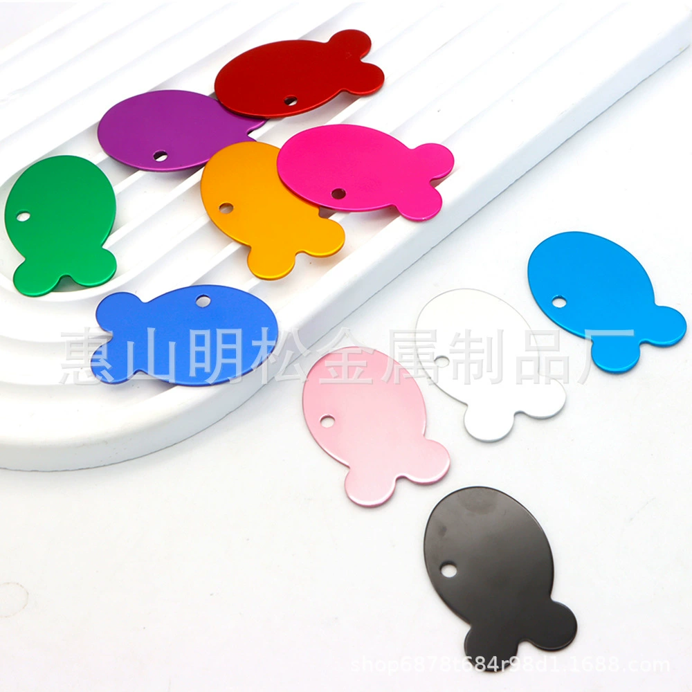 Алюминиевая металлическая бирка для собак для домашних животных, идентификационная бирка для кошек и собак, памятная защита от потери, подвеска в форме рыбы, аксессуары-подвески