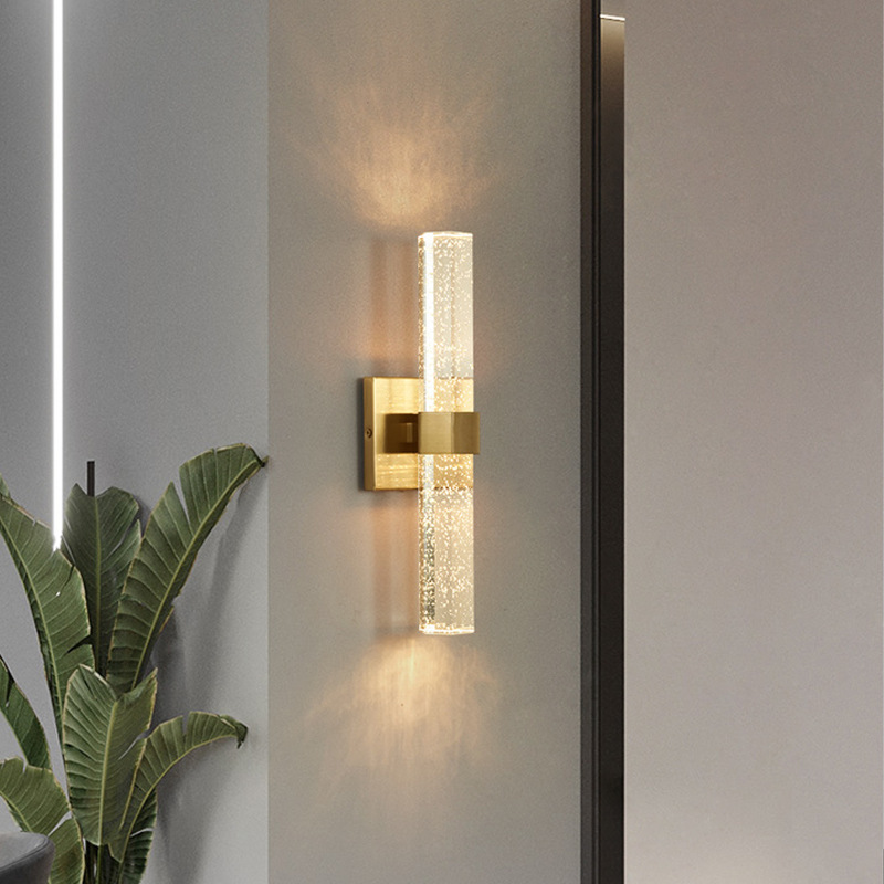 Luz de fondo simple lámpara de pared de cama doble lámpara de pared lámpara de pared sala de estar dormitorio cristal postmoderno fabricantes de lujo