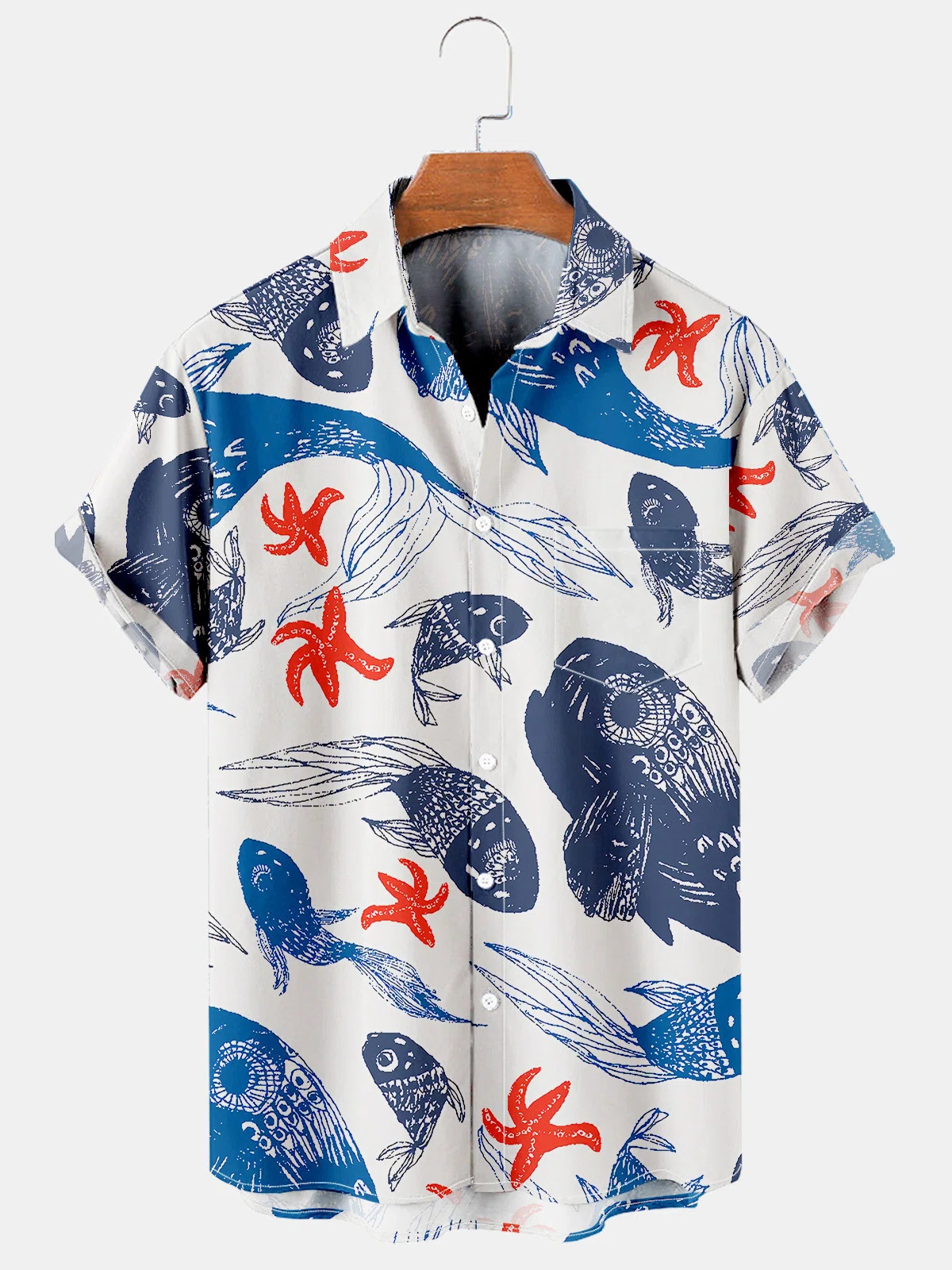 Trend de moda para hombres transfronterizos Camisa de manga corta hawaiana Camisa estampada digital 3D Transfronteriza Amazon