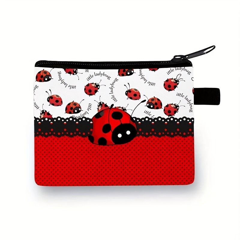 Cross-Border New Simple and Fashionable Coin Zipper Storage Bag Cute Little Ladybug Children's Small Coin Purse Polyester Card Holder
