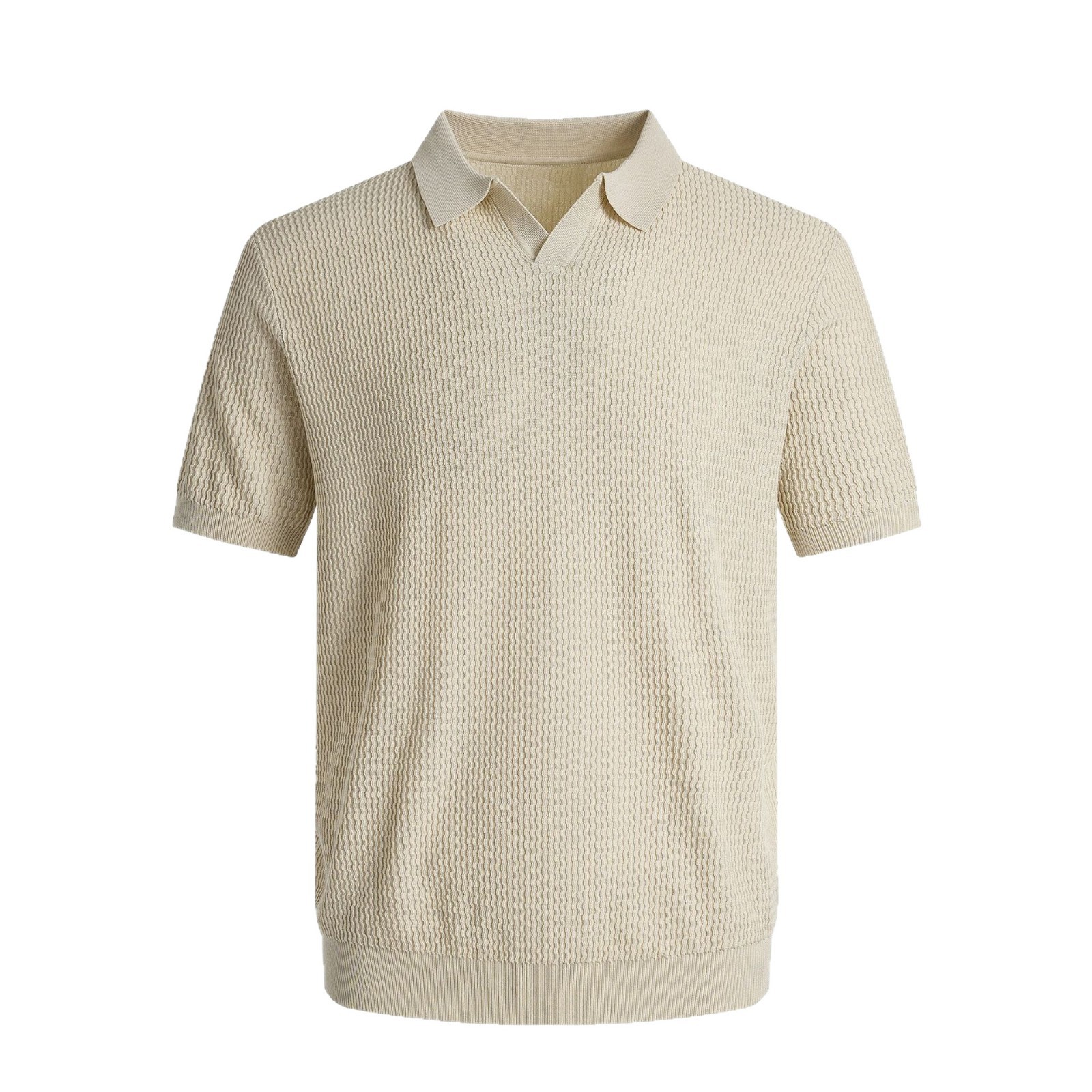 Polo camiseta de punto camiseta de manga corta camiseta hombre gaviota cuello V textural viejo dinero viento hielo seda fábrica transfronteriza al por mayor image 5