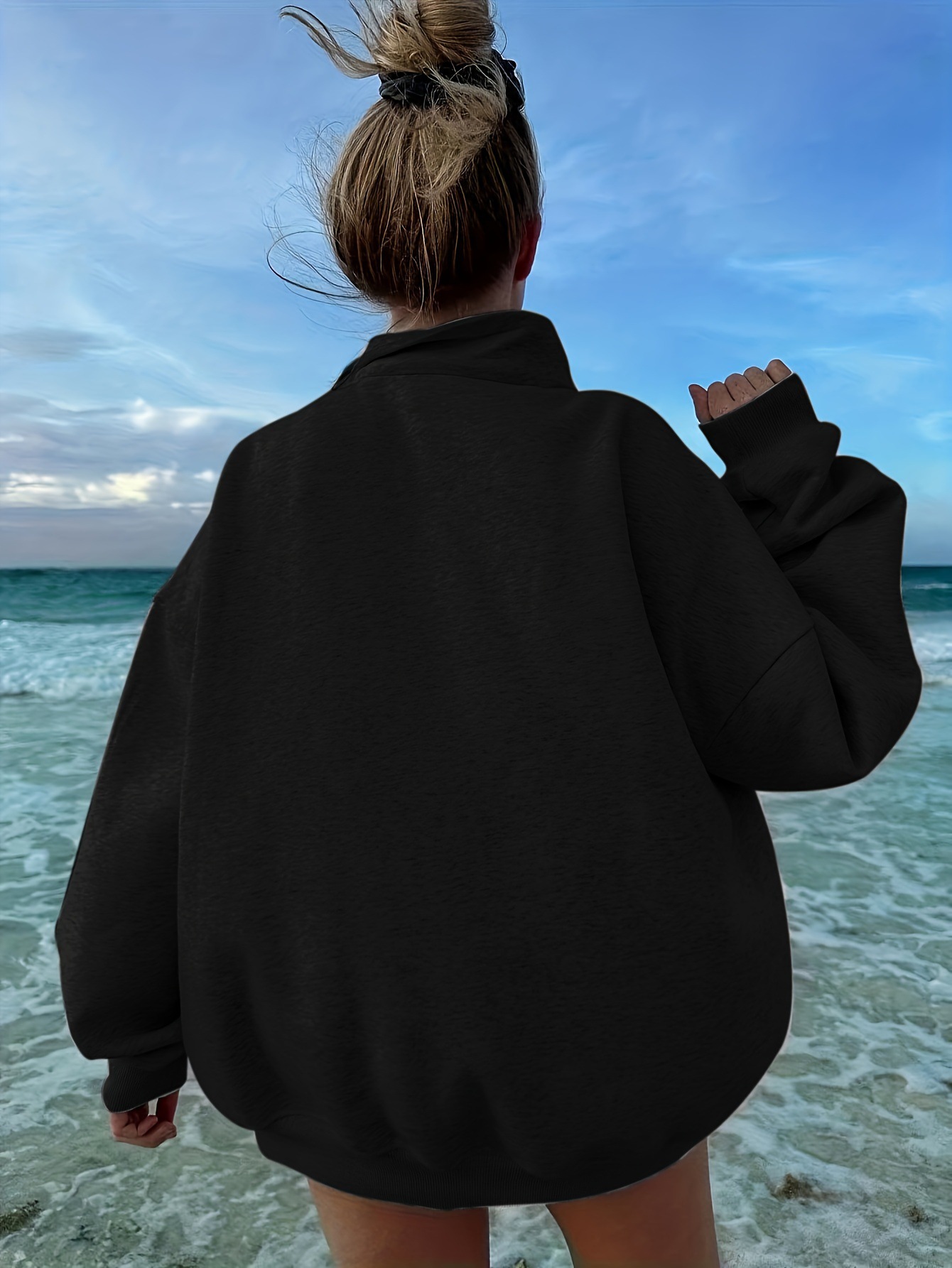 Sweatshirt Outdoor Autumn Winter Casual Loose Long Sleeve Sweatershirt Half Zipper Ladies