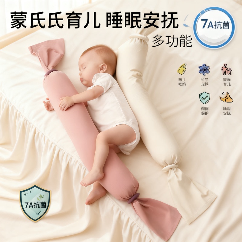 Baby Candy Comfort Pillow, Class a Infant Rectangular Pure Cotton Baby Pillow, Newborn Pillow for Soothing and Sleeping on the Stomach