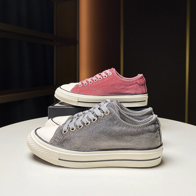 Watermelon Red Washed Canvas For Women, European Products, 2024 Summer New Flat Bottomed Versatile Casual Board Shoes,_voghion.com