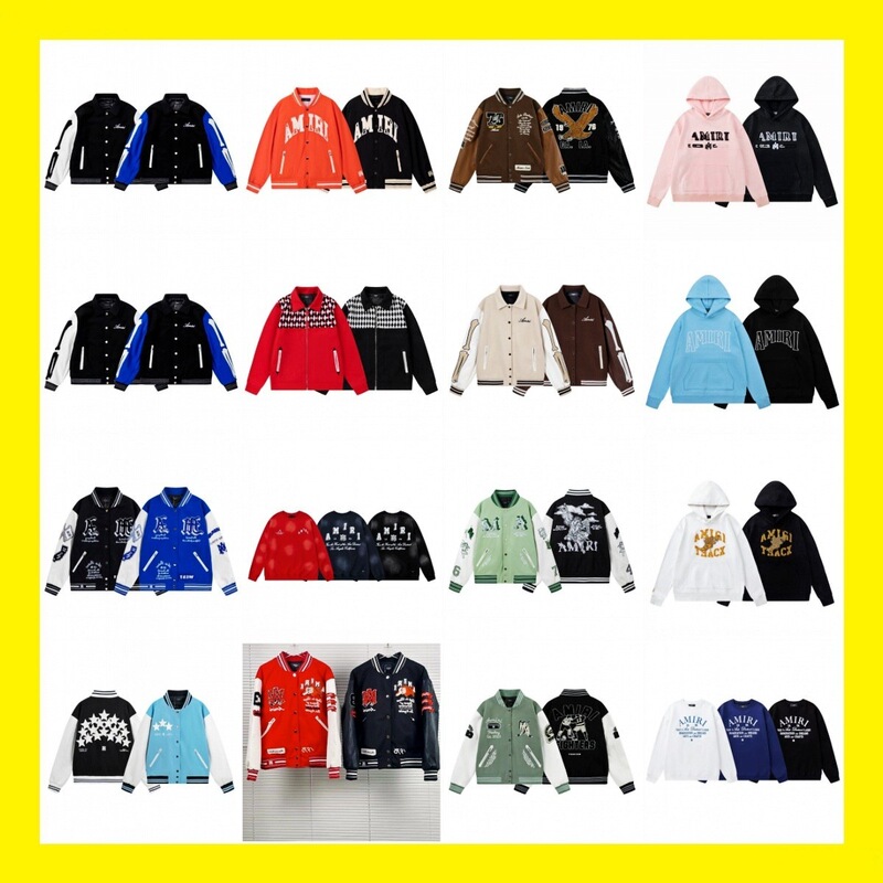 Correct Version】AM1RI Embroidered Bone Print Aviator Casual Jacket Coat Men and Women Baseball Suit Winter