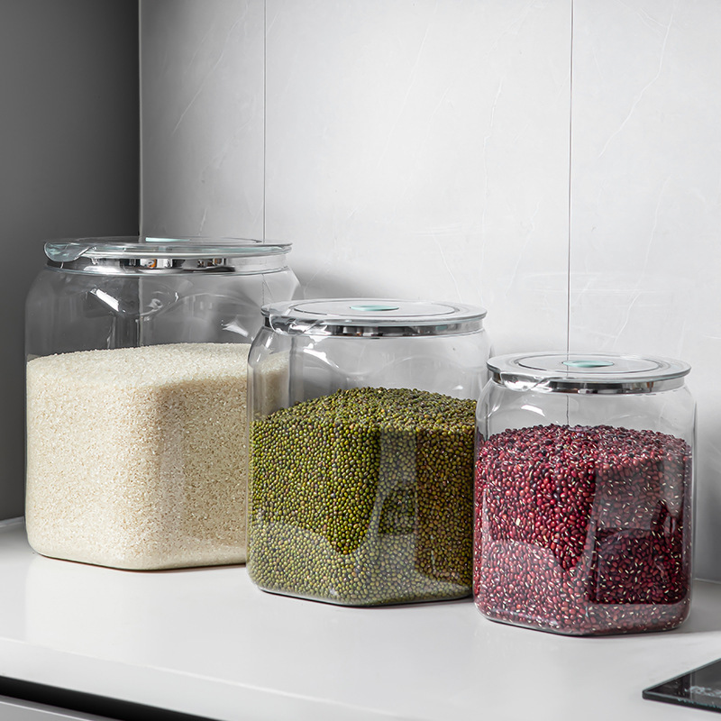 密封缶スナック乾物茶保存缶穀物キッチン収納食品グレードの透明プラスチック缶ボックス|undefined