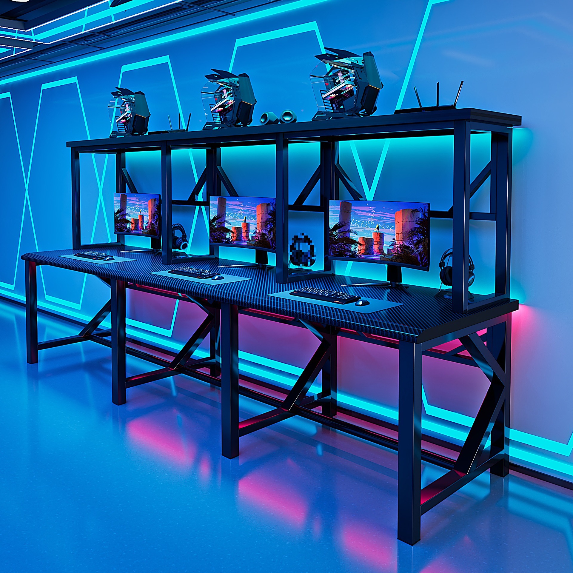 E-Sports Table Internet Cafe Table Thickened Hotel Home Desktop Game Double Computer Table Internet Cafe Table and Chair Competitive Table