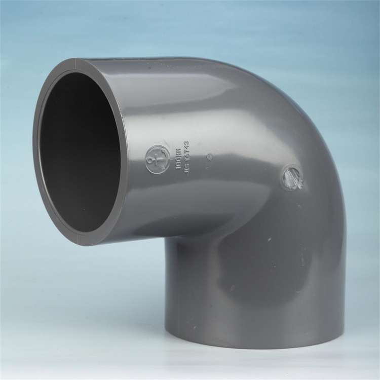 中山环宇锚牌管道UPVC日标90度弯头工业耐酸碱化工级90°弯头灰色