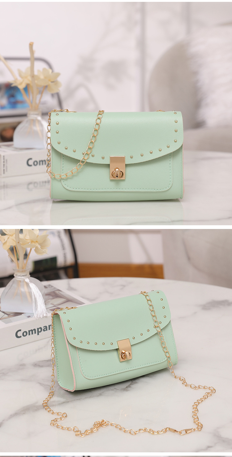 Women's Small Pu Leather Solid Color Fashion Square Flip Cover Crossbody Bag display picture 6