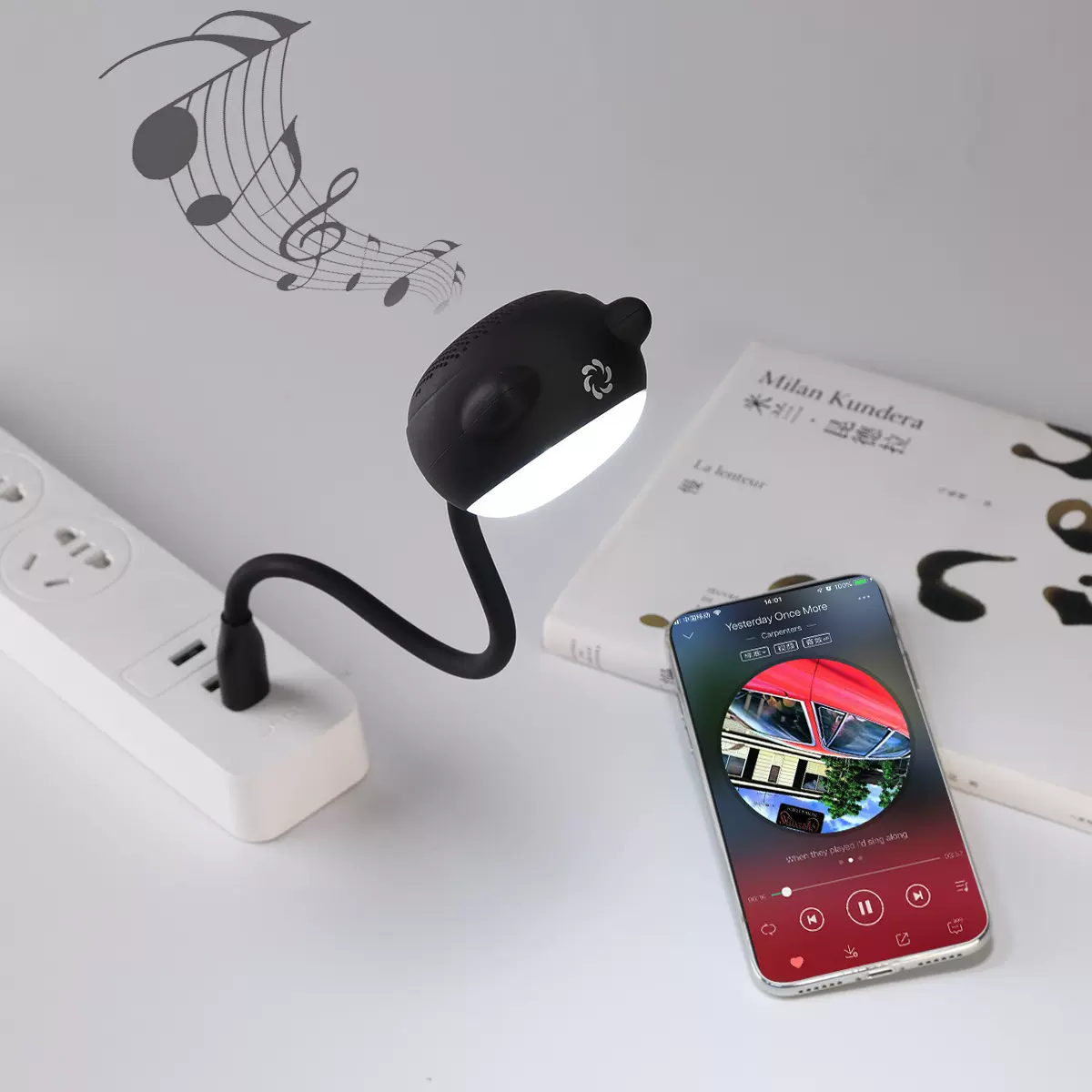 跨境新款私模猫咪触控LED小台灯学生护眼柔光自由弯曲蓝牙小音箱