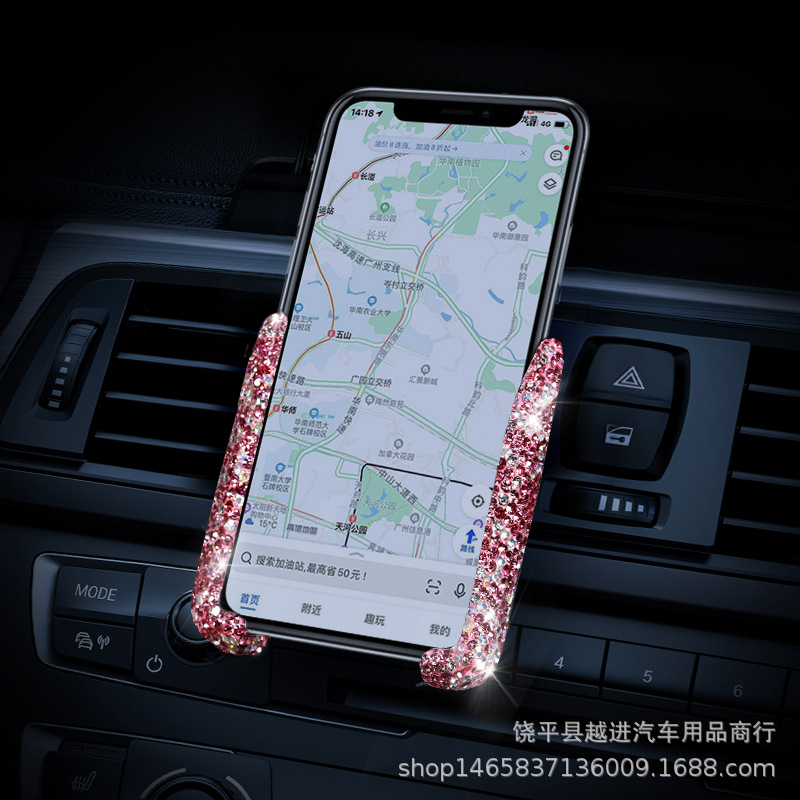 Soporte de coche con sensor de gravedad de diamante para teléfono móvil con tobera Soporte de teléfono móvil con hebilla de ventilación con taladro