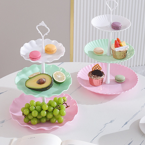 European style light luxury three-layer fruit plate dessert table multi-layer cake stand fruit plate tea snack tray dessert table