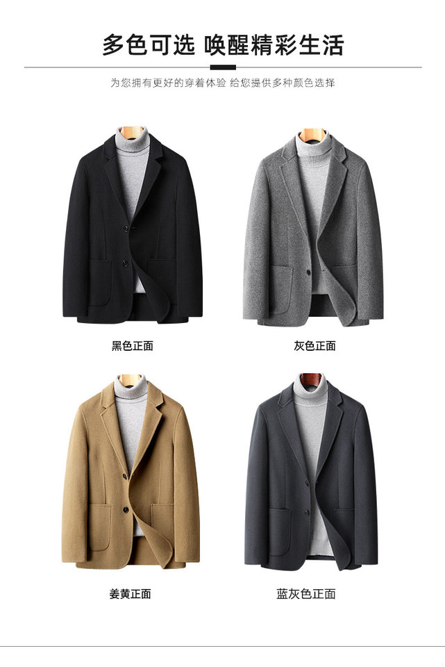 Áo vest nam dáng ôm cổ vest một hàng hai nút chất liệu len lông cừu — Màu xám, Màu đen, Vàng nghệ, Xanh Lam Xám chi tiết 2