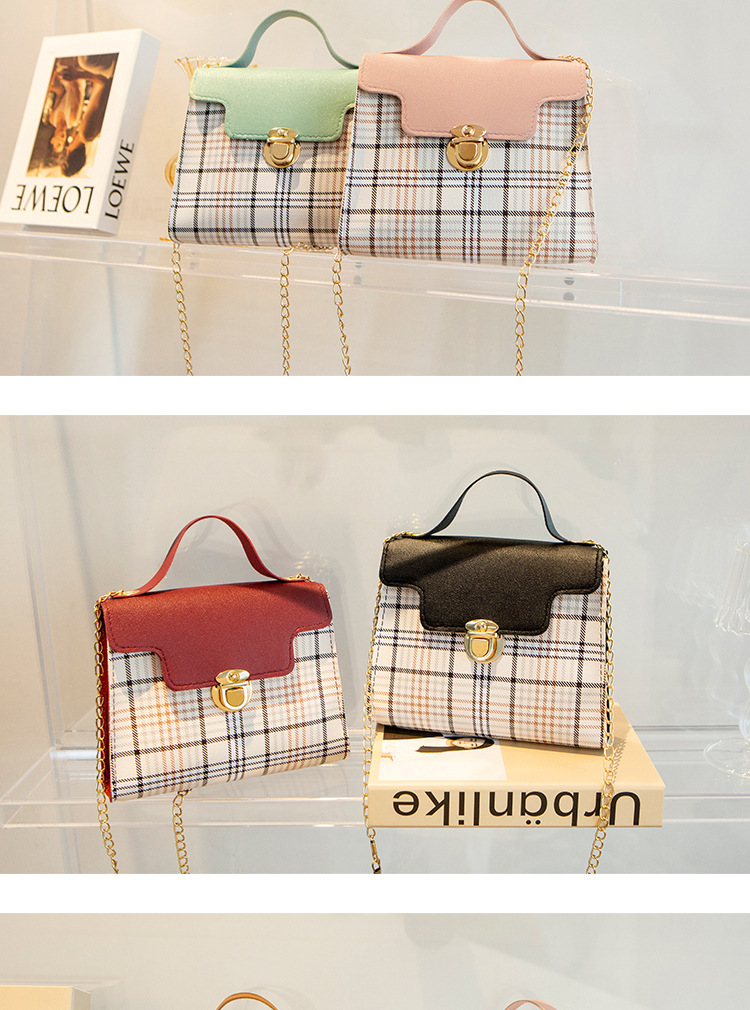 Korean version portable small square bag checkered lock stitching chain shoulder bag NHJYX541498picture2