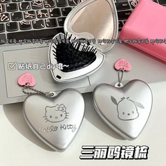 新しいかわいい漫画折りたたみミラーコーム diy エアバッグキティポータブル化粧鏡デュアル目的オールインワンポータブル女性