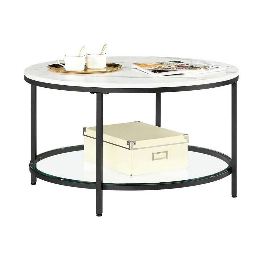 Mesa de té de vidrio temperado, mesa de café de soporte de alta calidad, mesa de café de soporte de MDF, mesa de café moderna y simple.