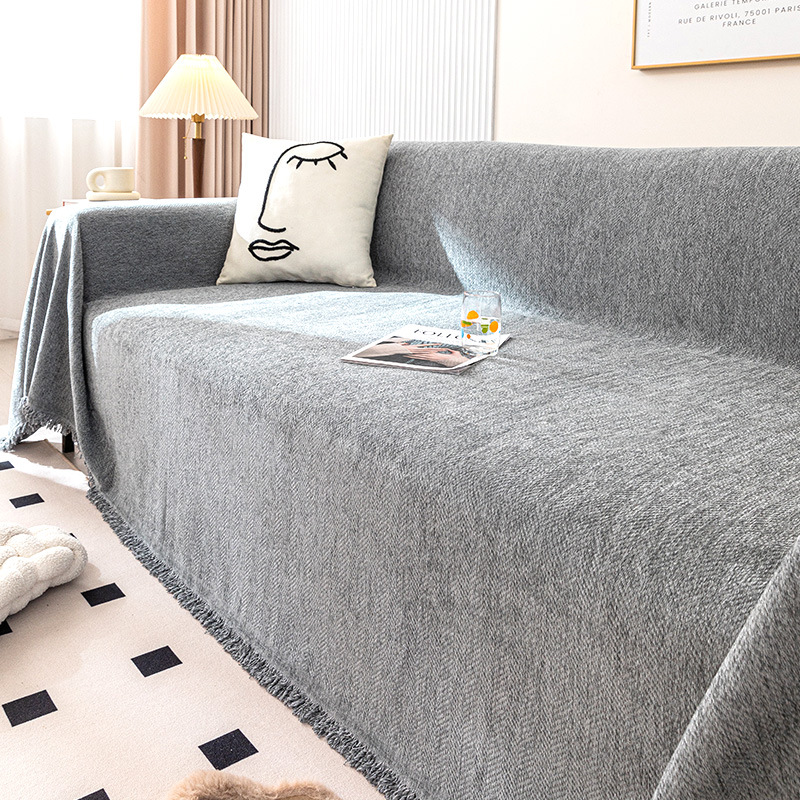 Toalla de sofá impermeable, cubierta de sofá antideslizante universal de cuatro estaciones, simple y alta sensación de cojín de sofá en línea recta