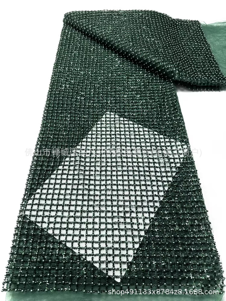 Tejido de bordado de cuentas pesadas, vestido de boda de alta gama, bordado de tela, vestido de noche de Oriente Medio, stock image 10