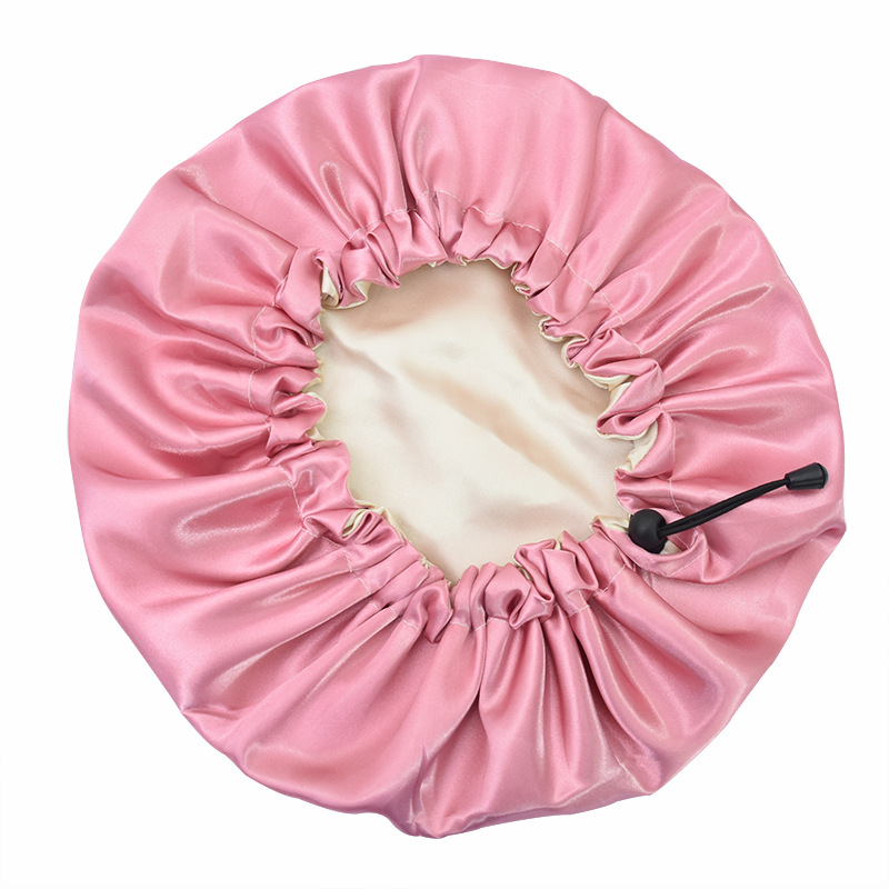 Fashion Solid Color Double-layer Satin Shower Cap 1 Piece display picture 24