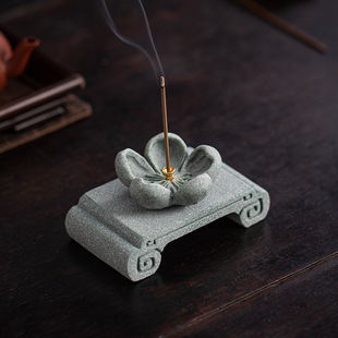Green Sandstone Creative Petal Incense Insert Plum Blossom Line Incense Burner Incense Insert Incense Holder Indoor Small Incense Burner Sandalwood Incense Burner Incense Device
