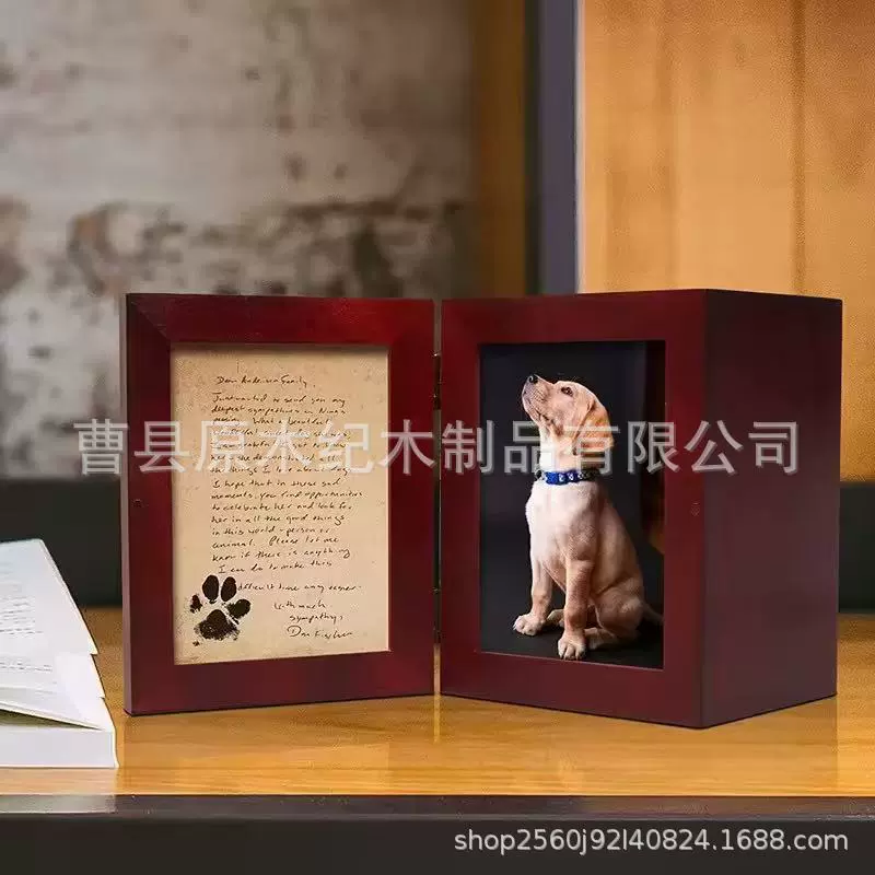 木质宠物骨灰盒带相框猫狗棺材殡葬用品实木寿盒祭祀火化骨灰盒