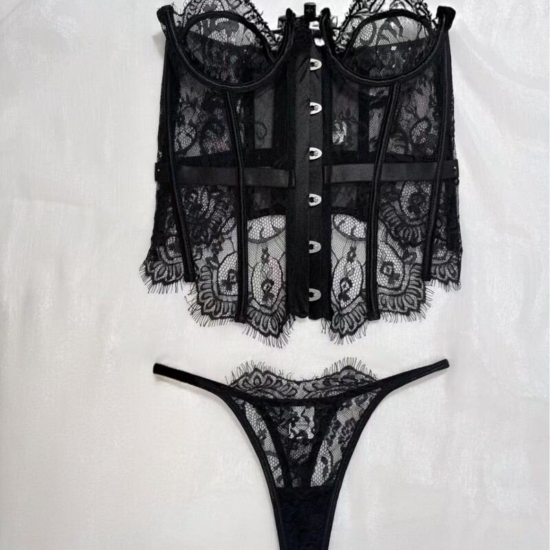 2026 Spring New Sexy Hot Girl Style Lace See-Through Corset with Floral Embroidery, Mesh, Fishbone, and Button-Up Design 2026 Spring New Sexy Hot Girl Style Lace See-Through Corset with Floral Embroidery, Mesh, Fishbone, and Button-Up Design
