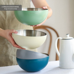 Instagram trendy stainless steel salad bowl Morandi color mixing bowl kitchen baking egg tray dishwashing egg cooking utensil