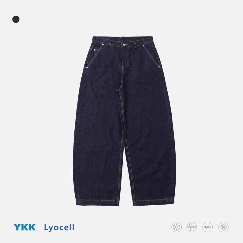 Dingming Minimalist Series | 26AW Heavyweight 13OZ Original Color Loose Baggy Silhouette Slightly Curved Knife-Cut Jeans for Men and Women Dingming Minimalist Series | 26AW Heavyweight 13OZ Original Color Loose Baggy Silhouette Slightly Curved Knife-Cut Jeans for Men and Women
