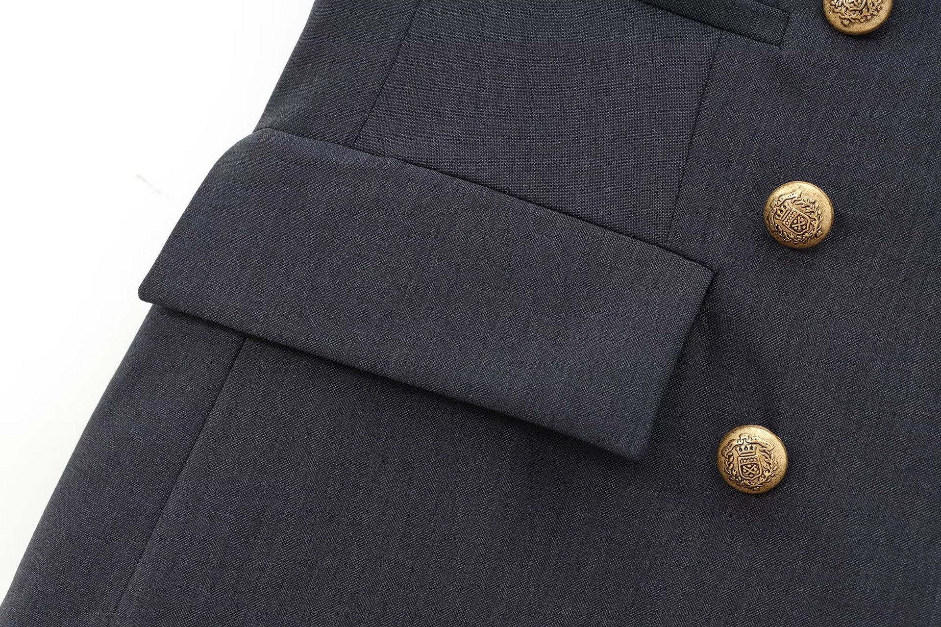 GraceChic 8665 - Autumn New Women's Fashion European And American Style With Button Decoration Short Suit + Flared Pants Set_voghion.com