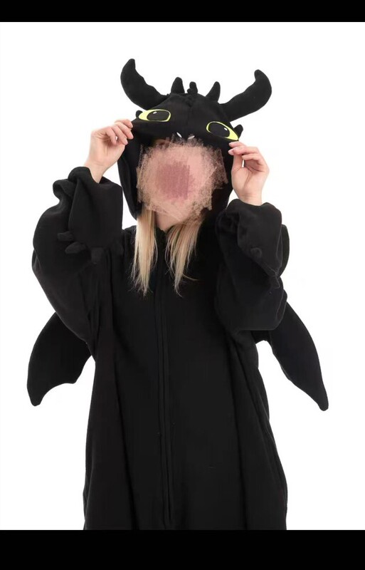 Cross-Border Black Dragon Cartoon One-Piece Pajamas Couple Animal Halloween Costumes Toothless Dragon Taming One Piece Drop Shipping