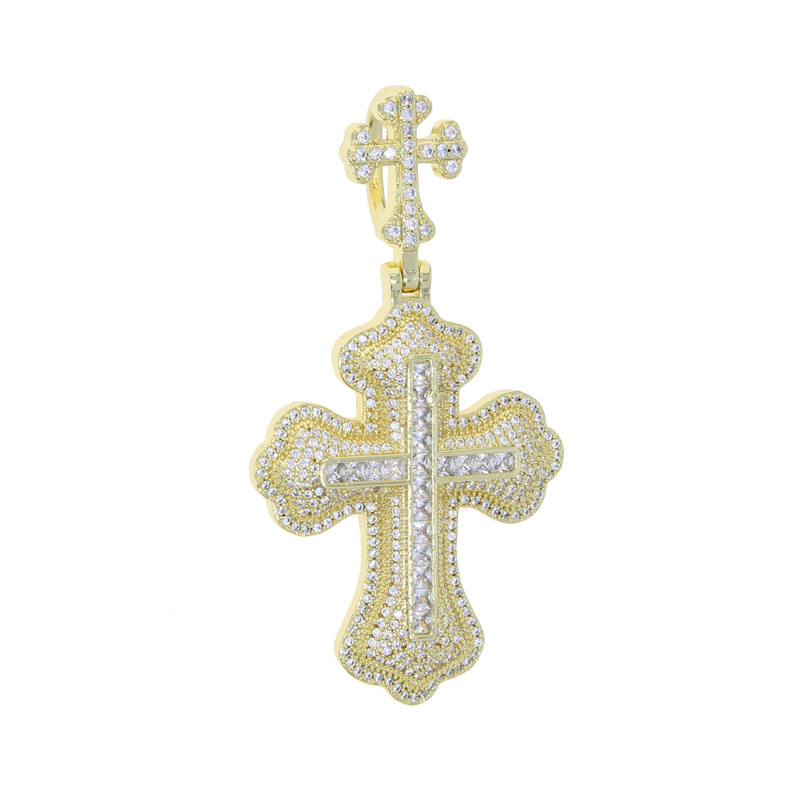 Men'S Gender Hip-hop Cross Copper Inlay Zircon Men's Pendant Necklace