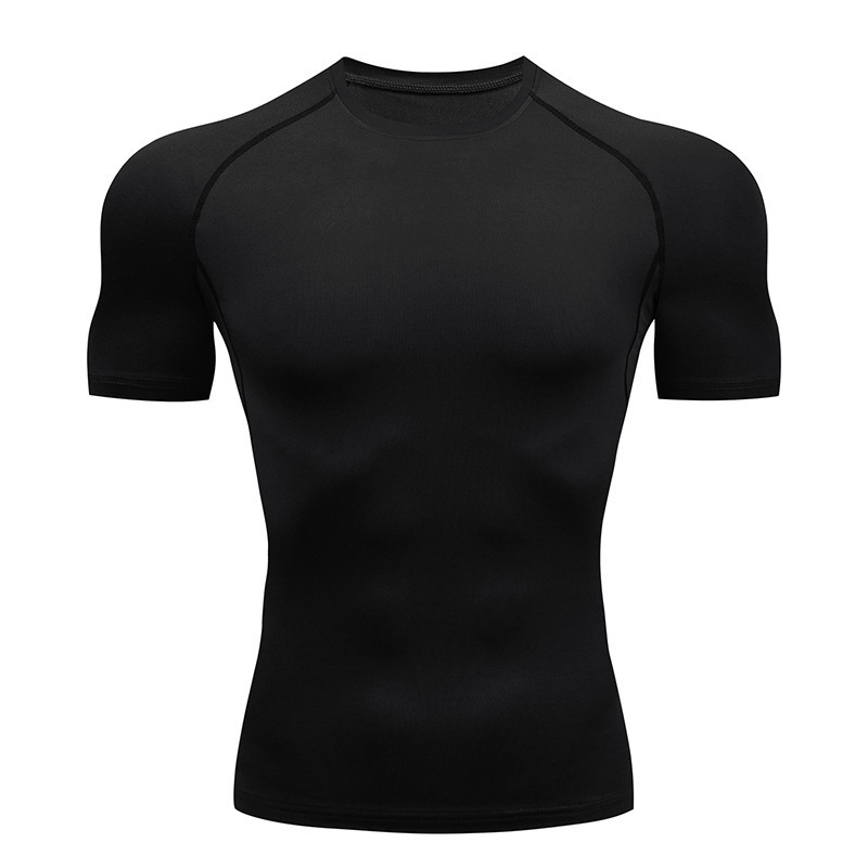 スポットフィットネス服メンズスポーツタイト半袖速乾服弾性ランニング Tシャツ圧縮サイクリングバスケットボールボトリングシャツ|undefined
