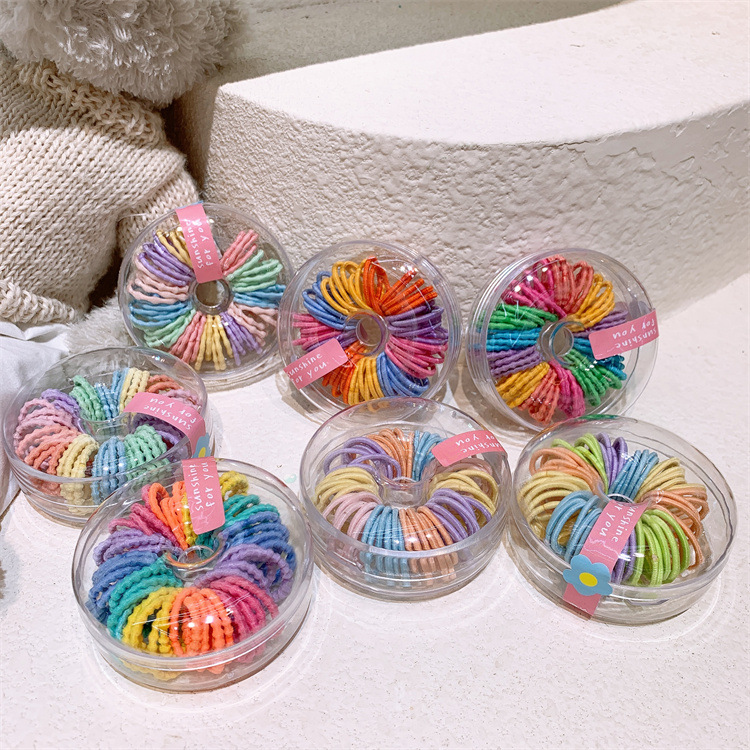 Korean Children's Colored Hair Band for Little Girls Braided Rubber Bands for Tying Hair, Baby Hair Ties, Non-Damaging Hair Accessories