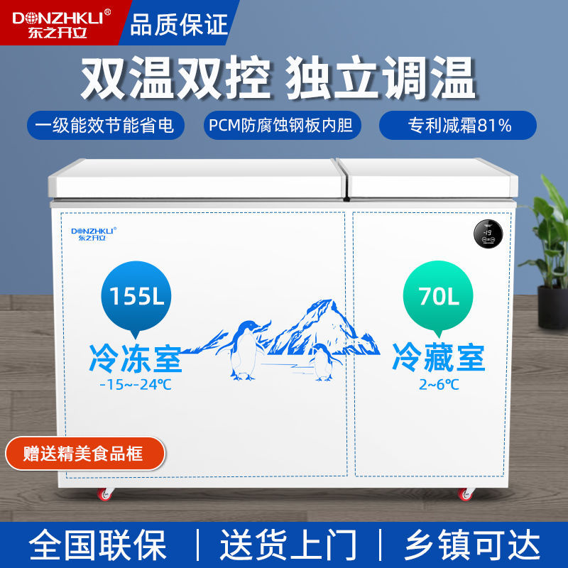 Dongzhikai Double Temperature Double Door Freezer Horizontal Refrigeration Freezer Freezer Large Capacity Freezer Energy-Saving Car Refrigerator