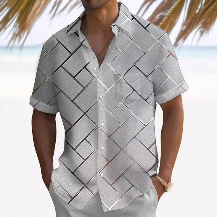 Comercio exterior europeo y americano Amazon 2025 nueva camisa casual de manga corta de alta calidad para hombres MB1