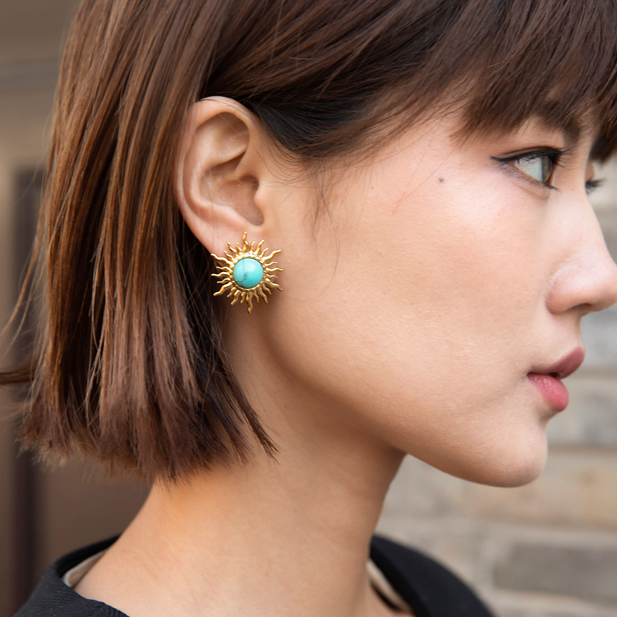 Wanxing Pendientes de circón de acero inoxidable europeo y americano Pendientes ins de alta calidad Pendientes de acero de titanio de 18k