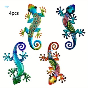 4Pcs Acrylic Geckos Garden Fence Decorations Outdoor Courtyard Decoration