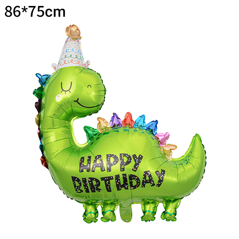 Nuevo globo de dinosaurio Q versión Linda corona dinosaurio tema Fiesta decoración cumpleaños infantil dibujos animados globo de papel de aluminio