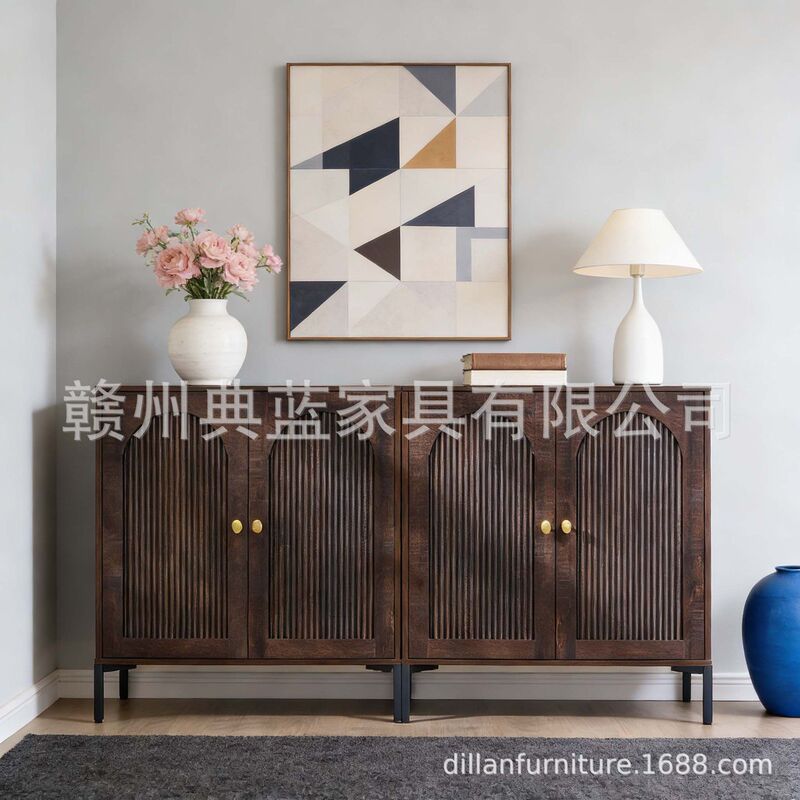 Wide-Slot Arched Sideboard Cabinet with Adjustable Shelves, Wooden Modular Coffee Bar, Suitable for Kitchen Wide-Slot Arched Sideboard Cabinet with Adjustable Shelves, Wooden Modular Coffee Bar, Suitable for Kitchen