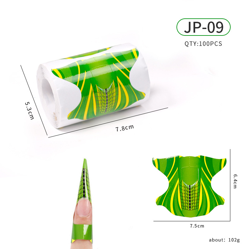 Soporte de papel de uñas de herradura extensión de fototerapia de cristal herramienta de uñas arte de uñas mariposa mosca titular de dedo rectangular 100 unids/rollo