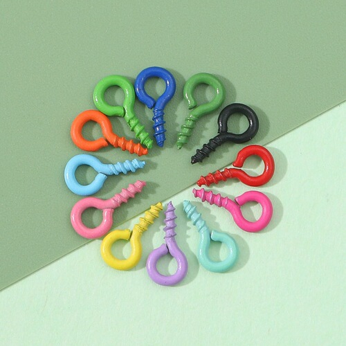 Handmade DIY jewelry accessories 50 colorful spray-painted iron sheep's eye screws and horn nails for making keychain materials