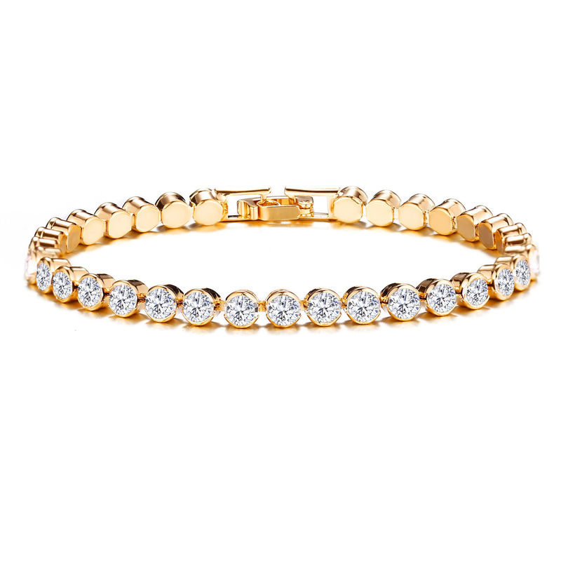 Cross-Border Women's Roman Zircon Crystal Bracelet Fashion Jewelry Super Shiny Diamond-Encrusted Tennis Bracelet White Crystal