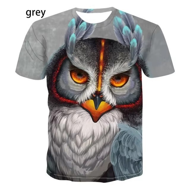 Cross-Border Unisex Fashion Printed Owl 3D Men's T-Shirt Summer Cute Bird Pattern Short-Sleeve Animal Cross-Border Unisex Fashion Printed Owl 3D Men's T-Shirt Summer Cute Bird Pattern Short-Sleeve Animal