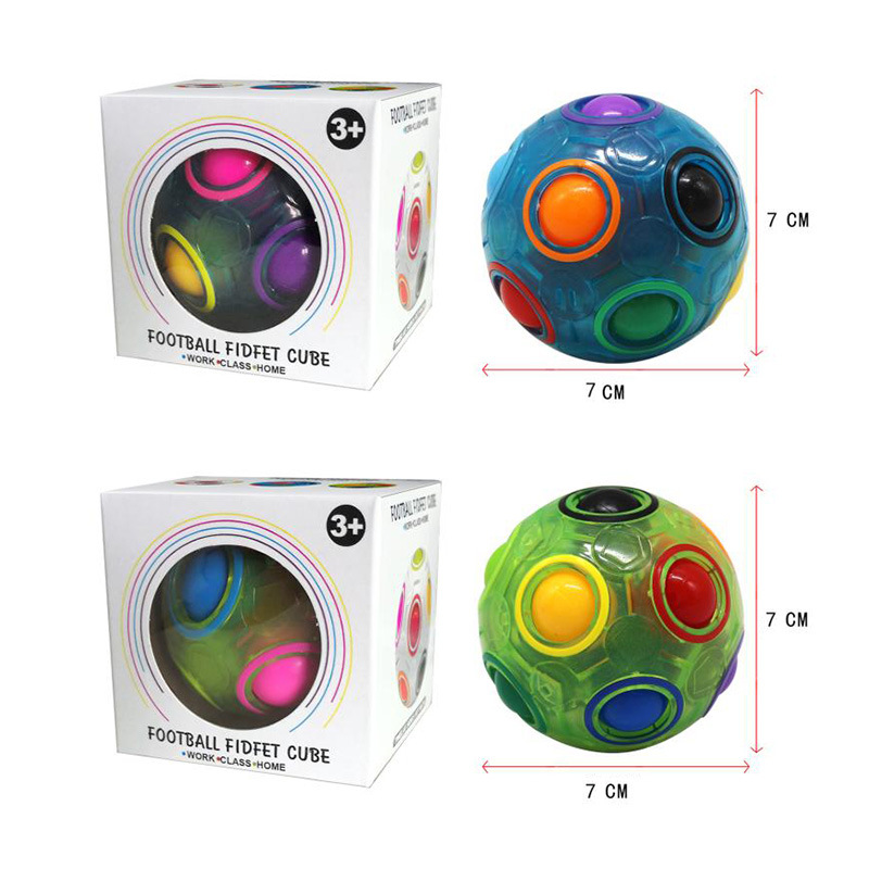 Bola de arco iris luminosa mágica para adultos Juguete de descompresión de ventilación para niños Echic Football Rubik's Cube Puzzle Ball