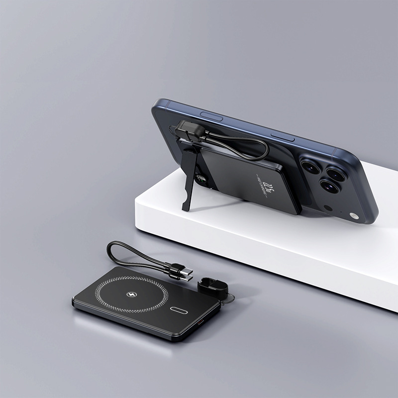 Nuevo tesoro de carga transfronterizo qi2 magnet inalámbrico ultra delgado 10000 mAh con batería externa cableada fuente de alimentación móvil