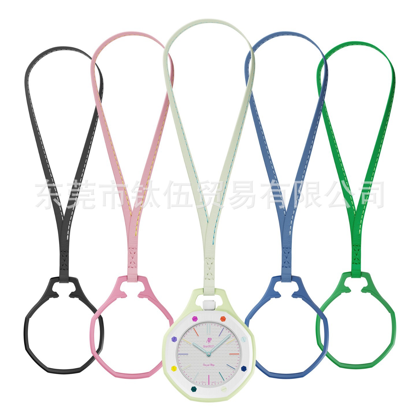 Suitable for the Royal Oak & Swatch Collaboration Pocket Watch + Calf Leather Lanyard with Octagonal Bezel