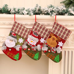 New Cross-border Large Check Fencing Christmas Socks Christmas Decorations Christmas Gift Bag Children's Gift Bag